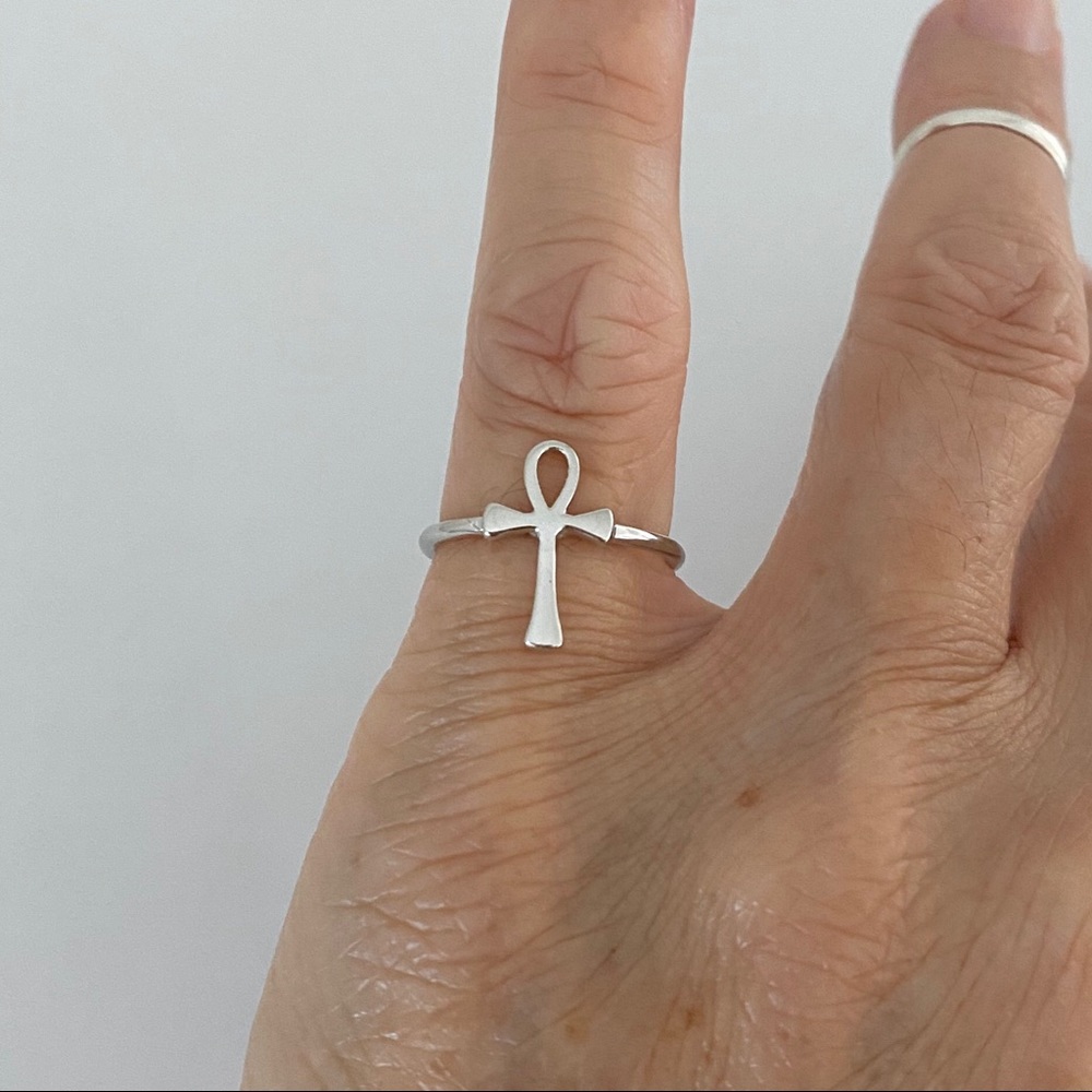 Sterling Silver Ankh Ring, Cross Ring, Silver Ring - image 5
